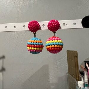 Colorful Beaded Ball Earrings